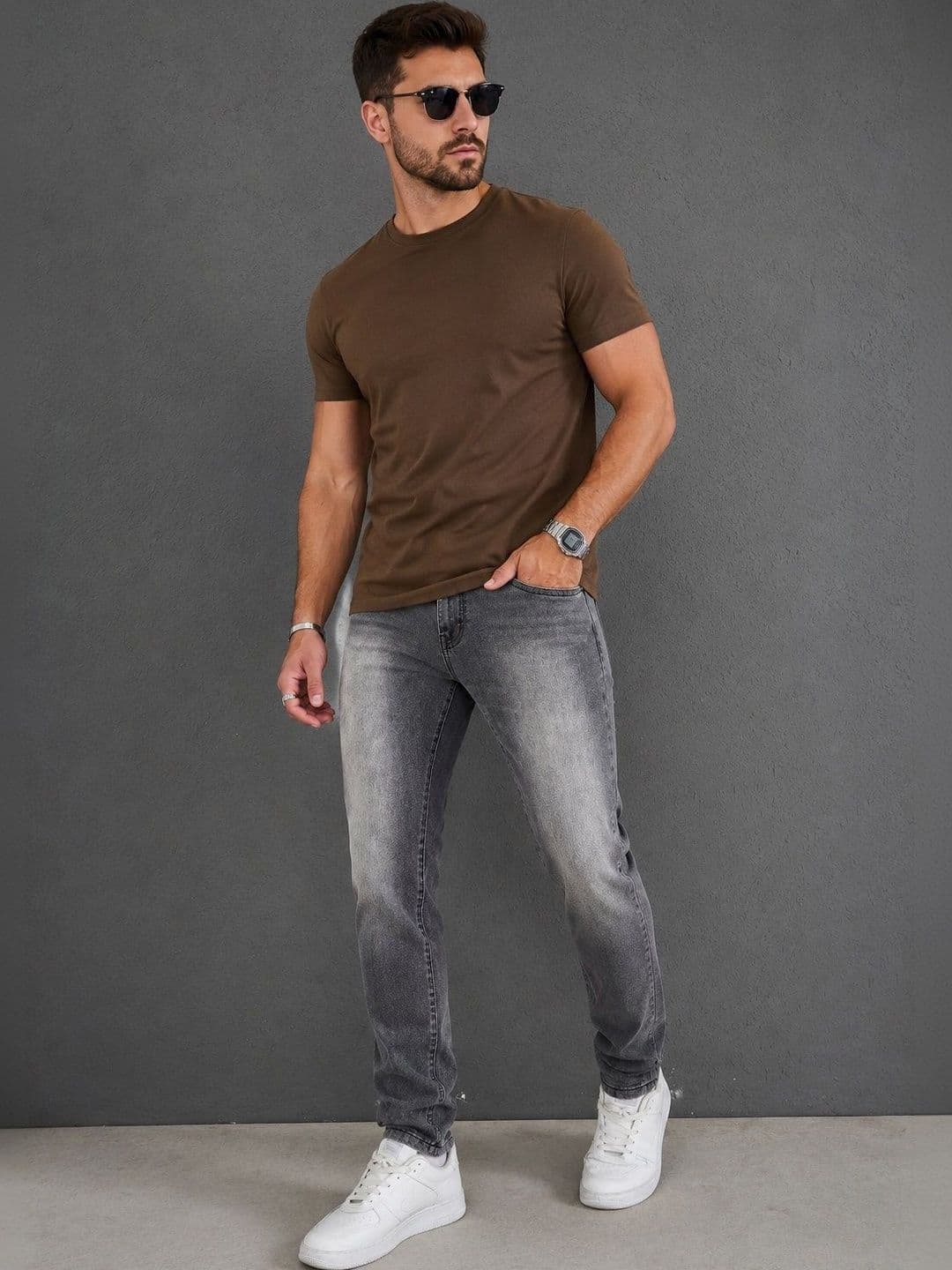 YAMEETFIT Men Jean Straight Fit Mid-Rise Low Distress Jeans - view 1