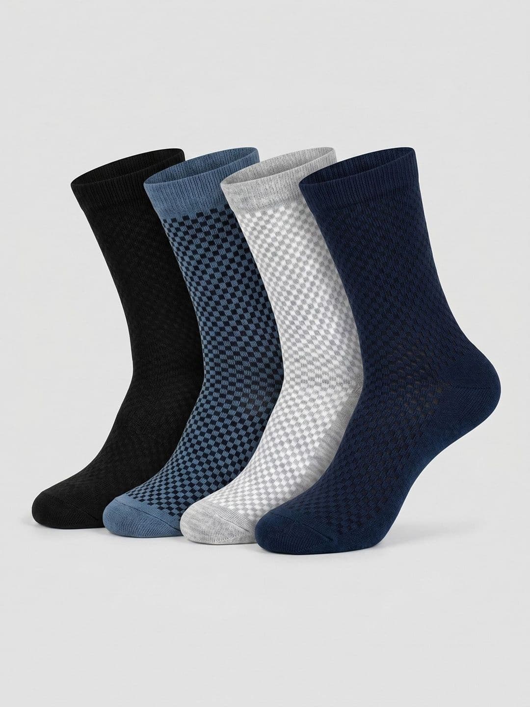 Moda Rapido Men Pack of 4 Cotton Blend Checked Calf Length Socks - view 1