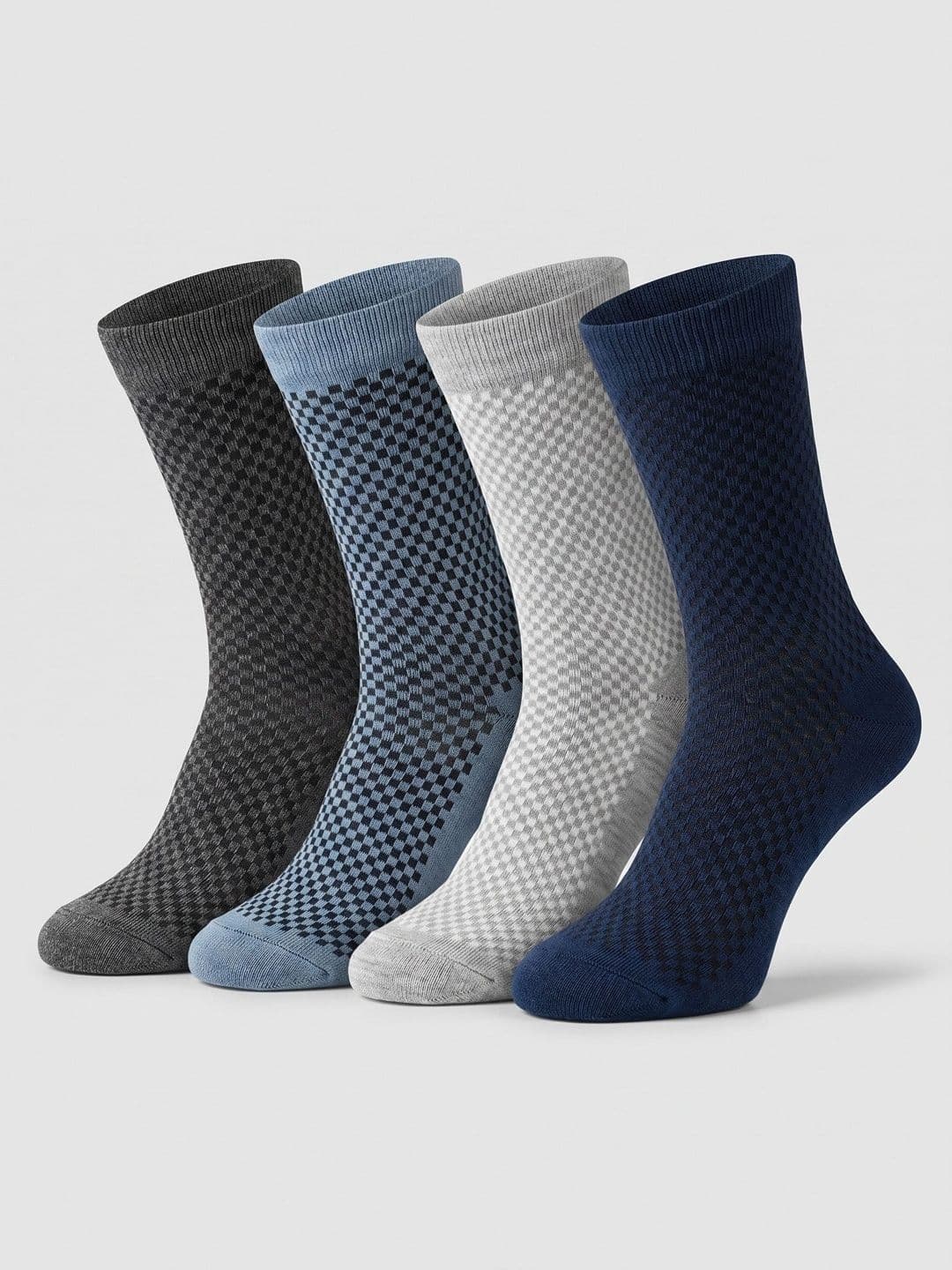 Moda Rapido Men Pack of 4 Cotton Blend Checked Calf Length Socks - view 1