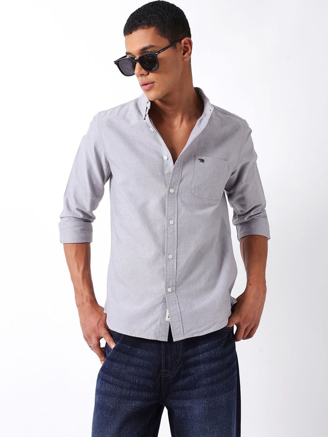THE BEAR HOUSE Men Cotton Solid Slim Fit Casual Shirt - view 1