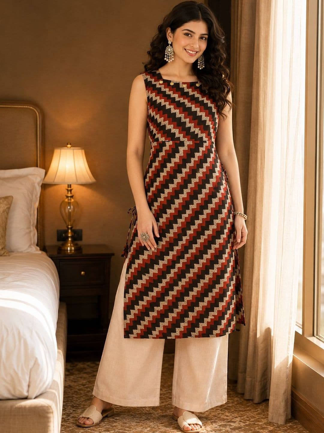 Sangria Women Geometric Printed Kurta - view 1
