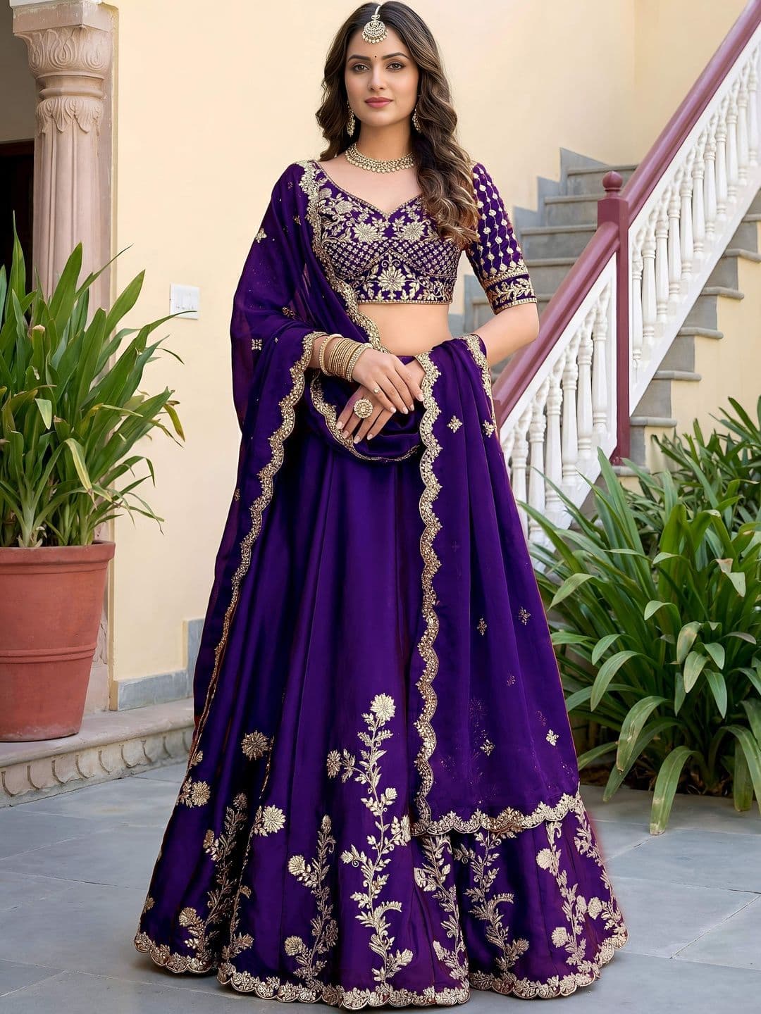 Zeel Clothing Embroidered Semi-Stitched Lehenga & Unstitched Blouse With Dupatta - view 1