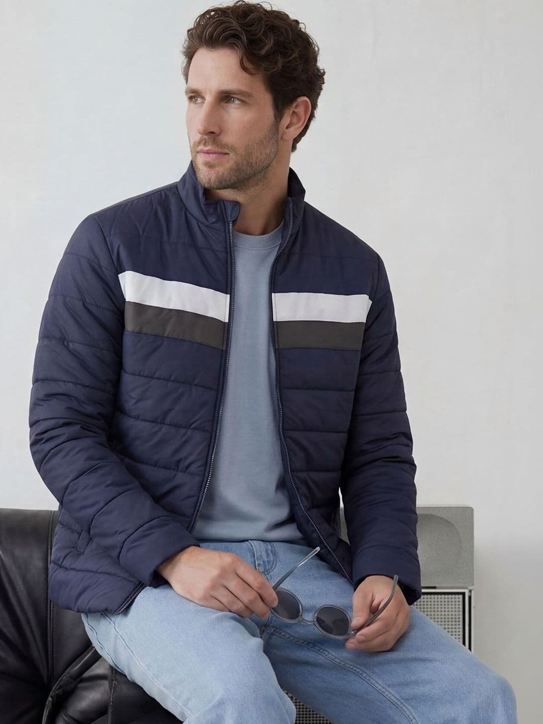 WROGN Men Colourblocked Lightweight Puffer Jacket - view 1