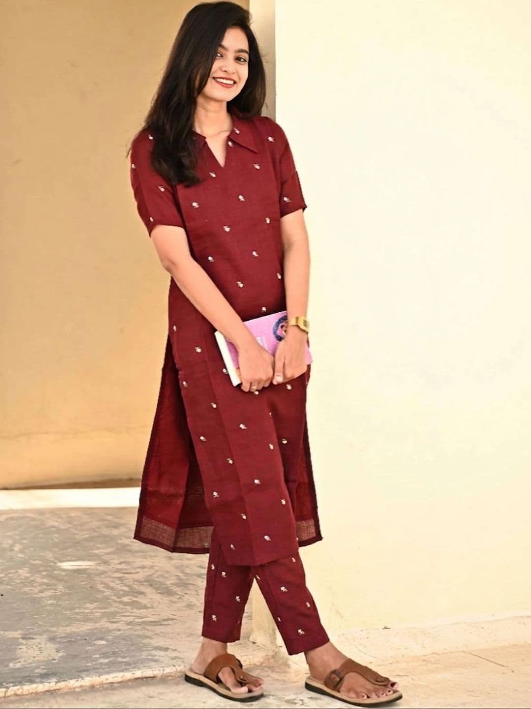 YAGNIK FASHION Women Ethnic Motifs Embroidered Regular Thread Work Kurta with Trousers - view 1