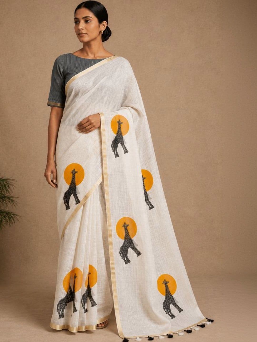Mitera Woven Design Linen Blend Saree - view 1