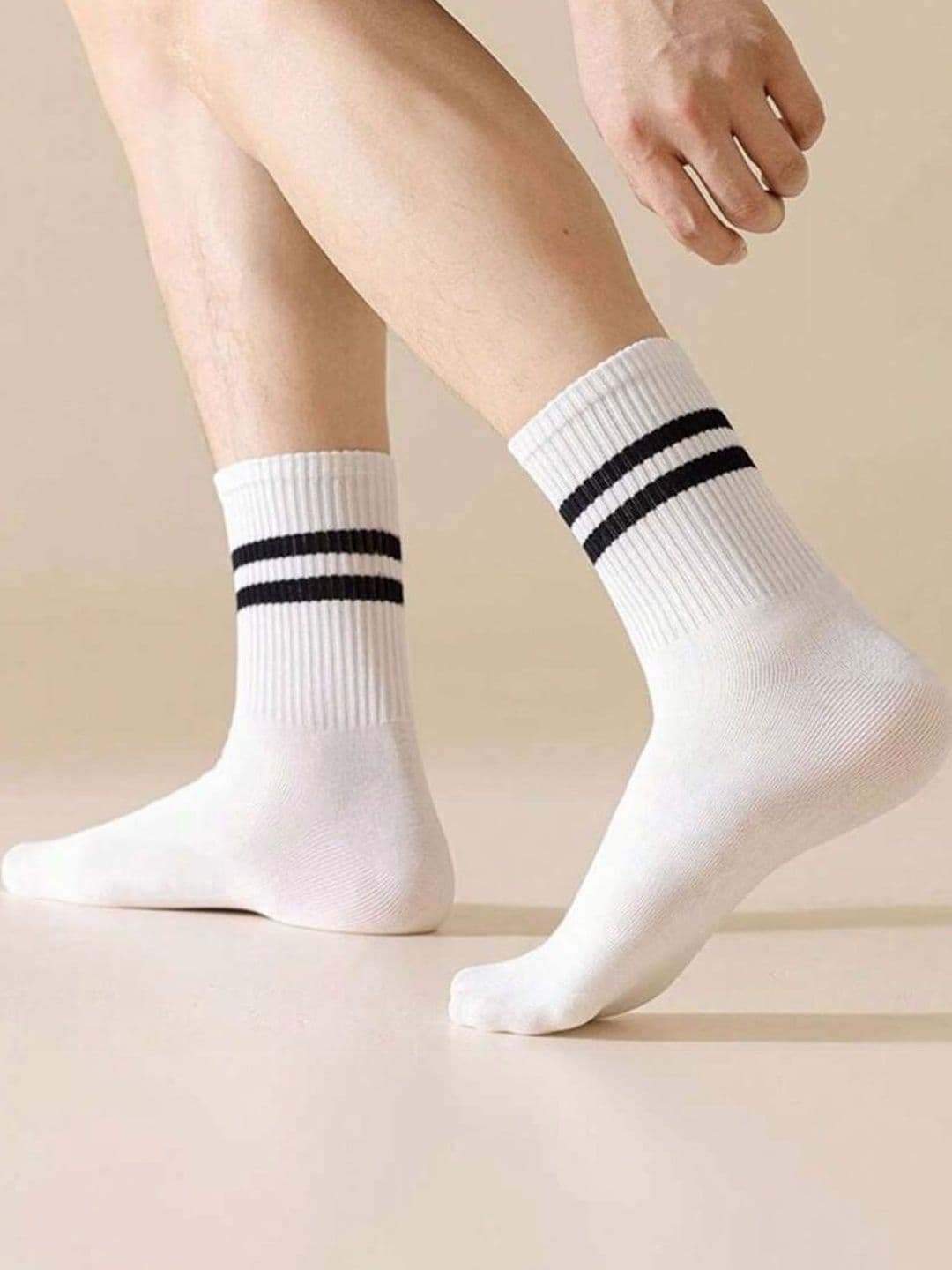JEMOX Men Pack of 5 Cotton Blend Assorted Striped Above Ankle Socks - view 1