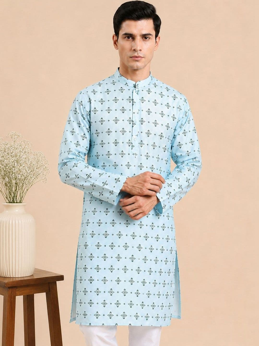 House of Pataudi Men Ethnic Motifs Printed Kurta - view 1