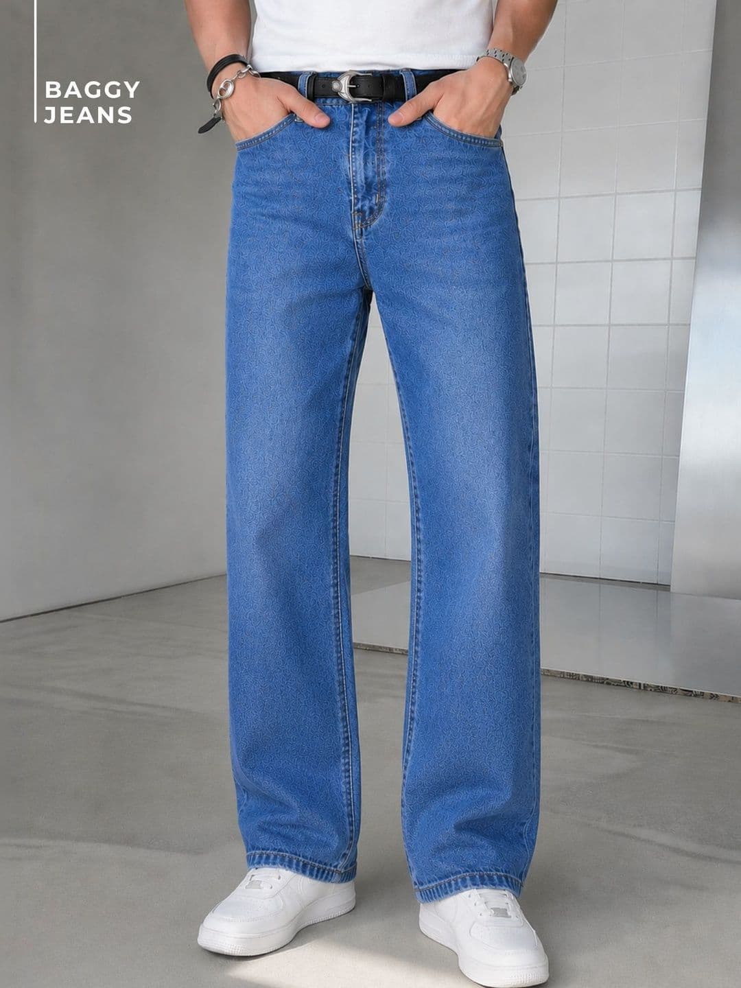 DENNISON Men Korean Light Fade Baggy Fit Pure Cotton Jeans - view 1