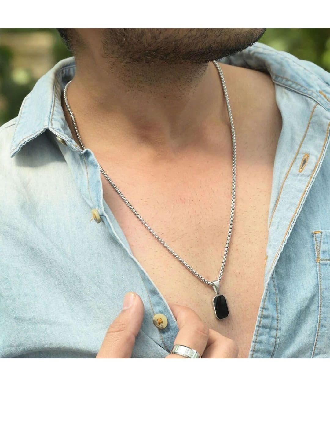 SALTY Men Midnight Crest Pendant With Chain - view 1