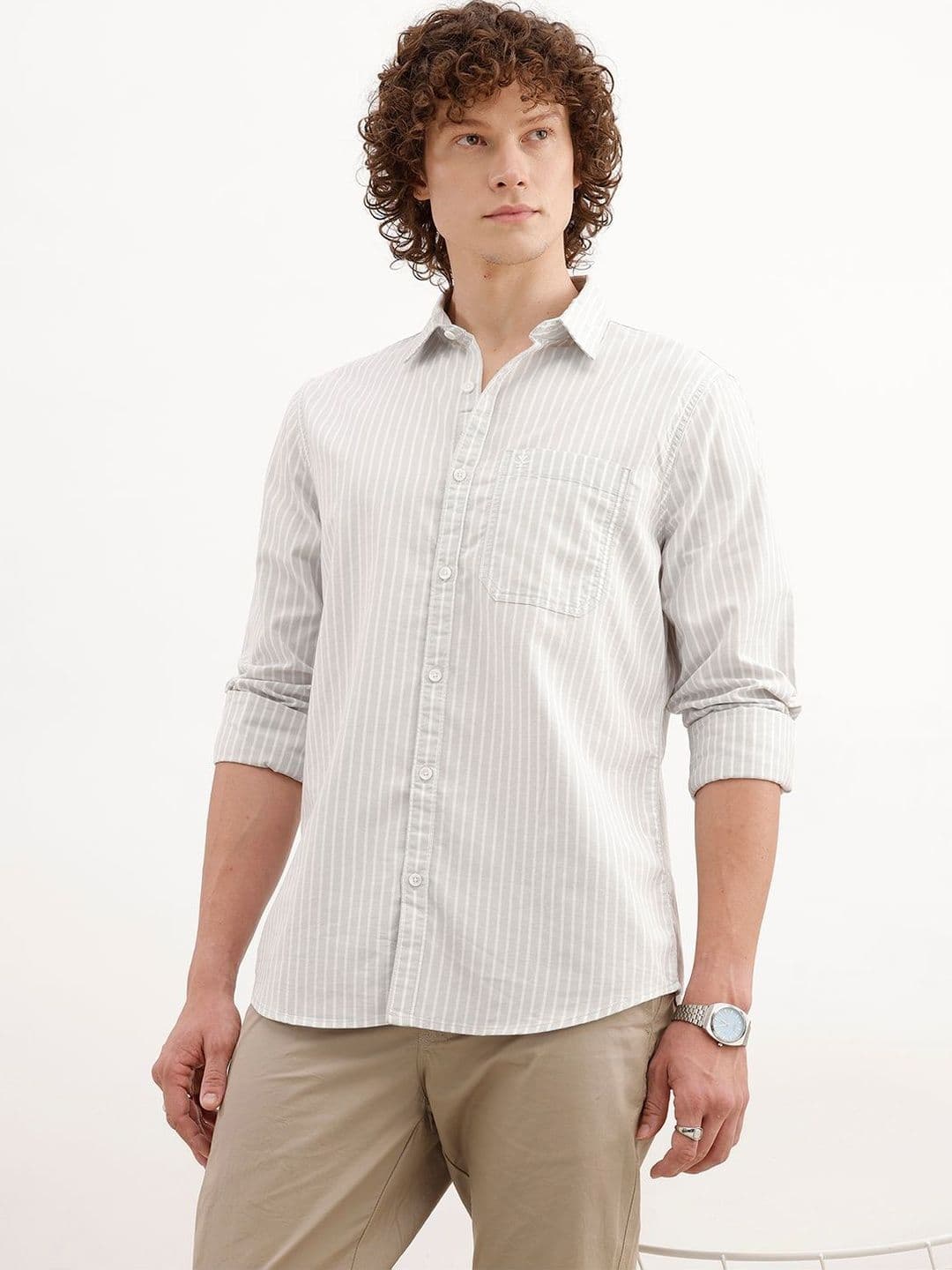WROGN Men Slim Fit Striped Casual Shirt - view 1