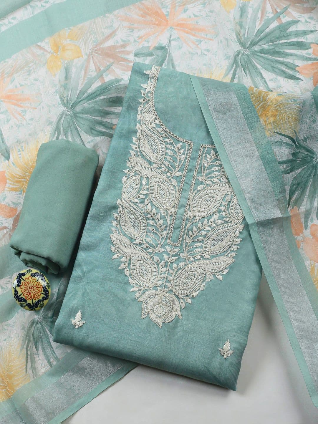 Meena Bazaar Embroidered Unstitched Dress Material - view 1