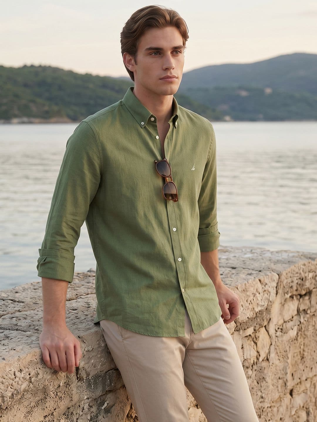 Nautica Button-Down Collar Slim Fit Pure Cotton Casual Shirt - view 1
