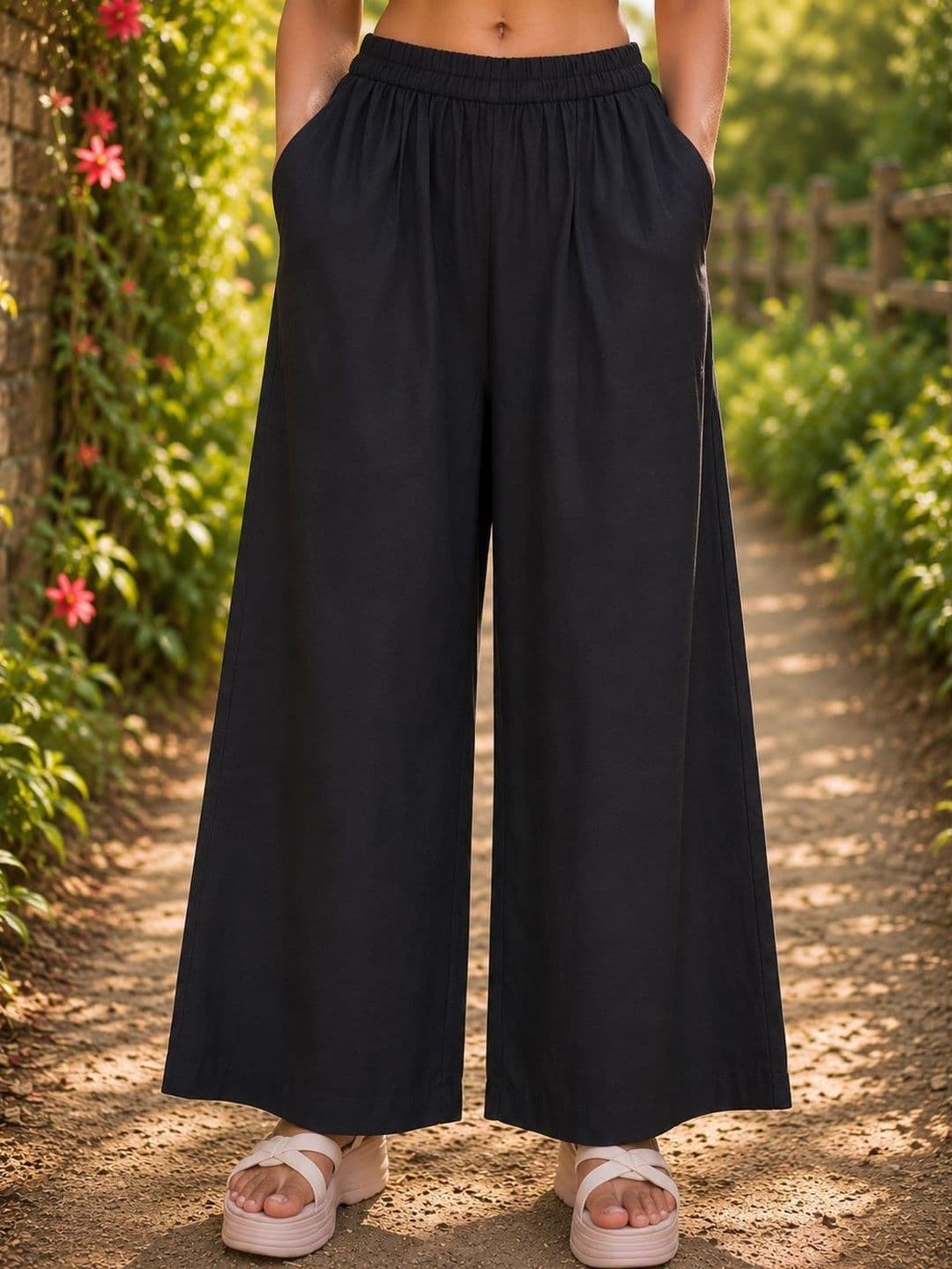 Myshka Women Linen Palazzos - view 1