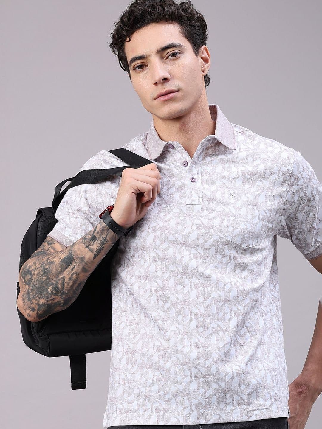 V-Mart Men Printed Polo Collar Pockets T-shirt - view 1