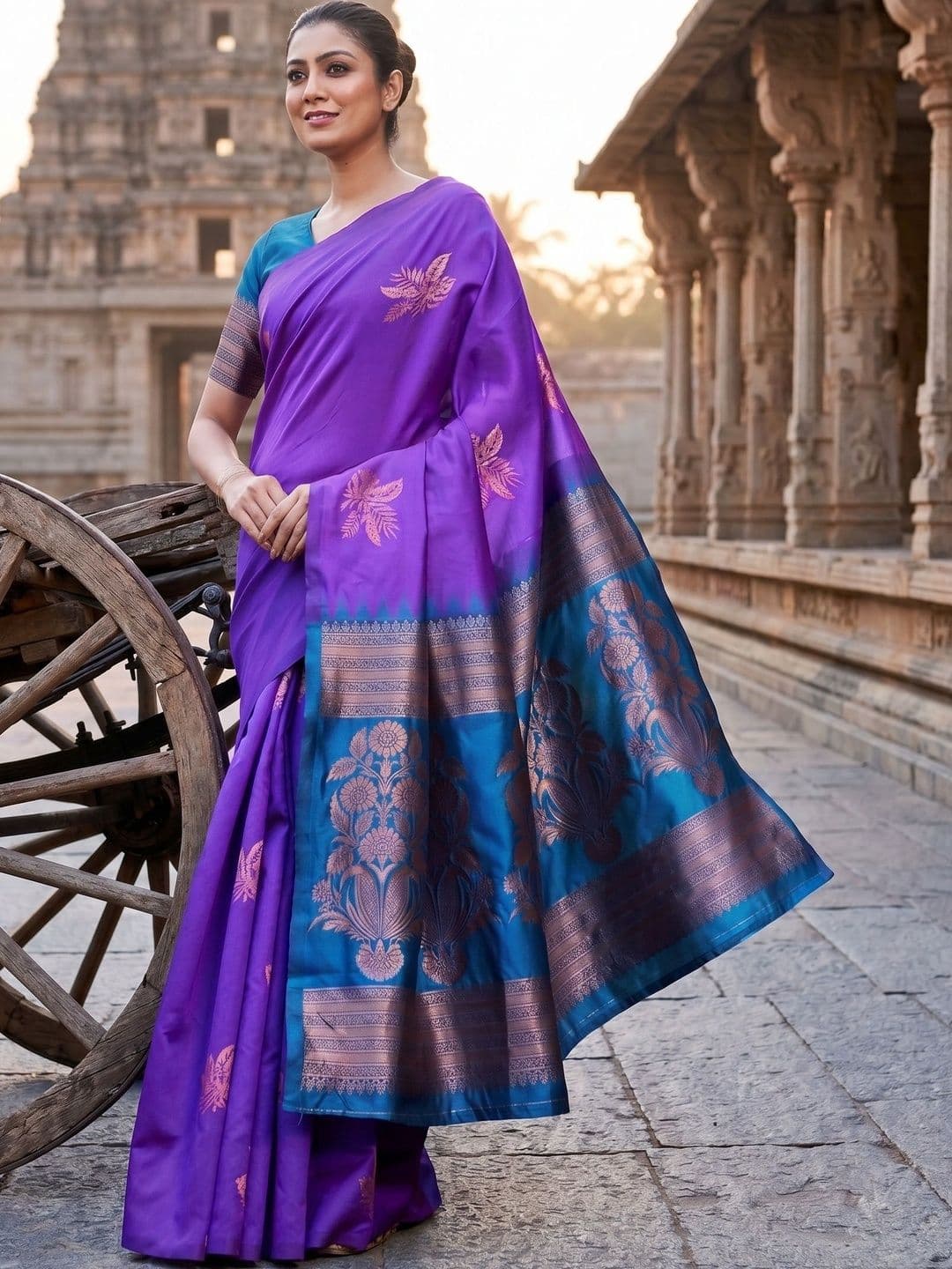 RUTVA FASHION Ethnic Motifs Woven Design Zari Art Silk Banarasi Saree - view 1
