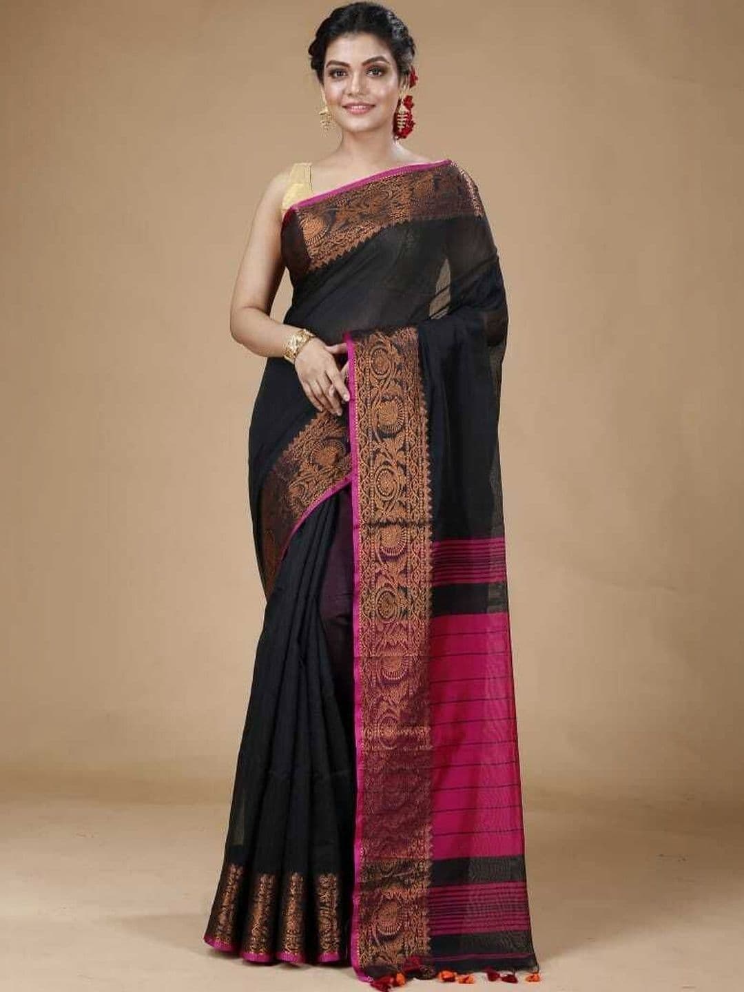 DRAPERIA Striped Silk Cotton Saree - view 1