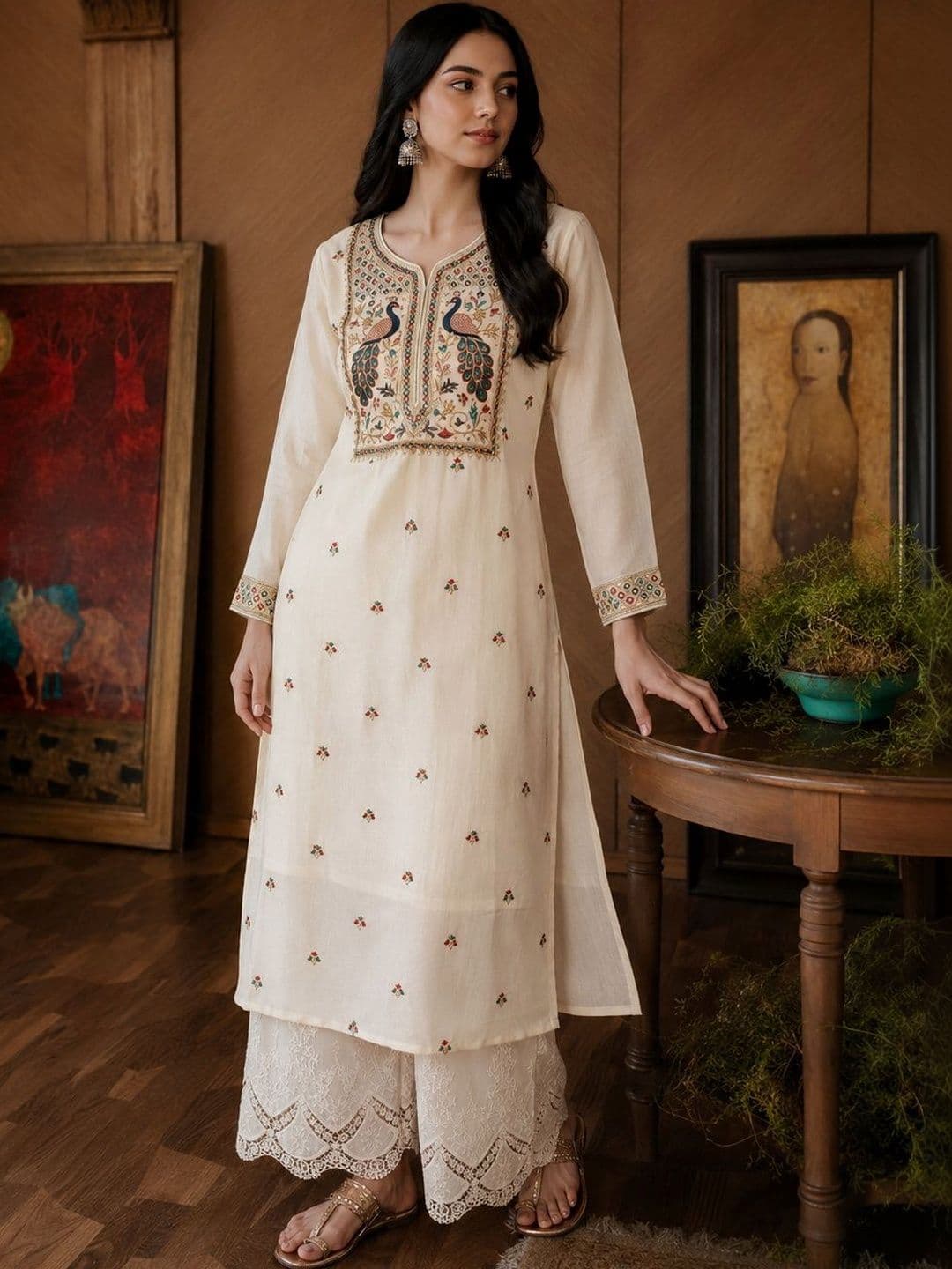 HOUSE OF SETHIA Women Embroidered Thread Work Kurta - view 1