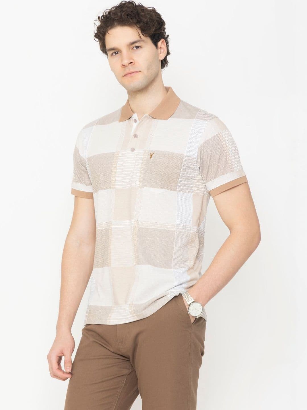 PRORIDERS Men Checked Polo Collar Cotton Pocket T-shirt - view 1