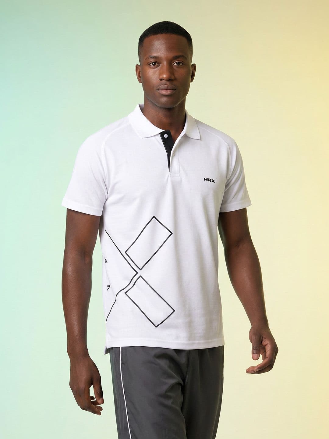 HRX by Hrithik Roshan Brand Logo Printed Polo Collar T-shirt - view 1