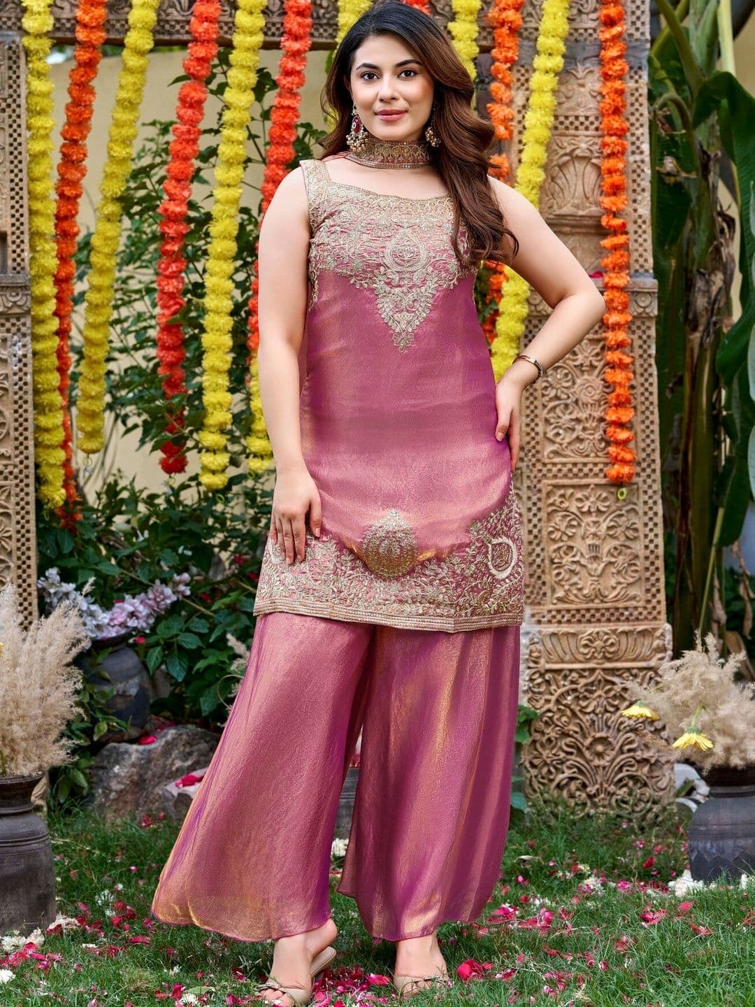 Moda Rapido Women Ethnic Motifs Embroidered Regular Kurta with Palazzos & With Dupatta - view 1