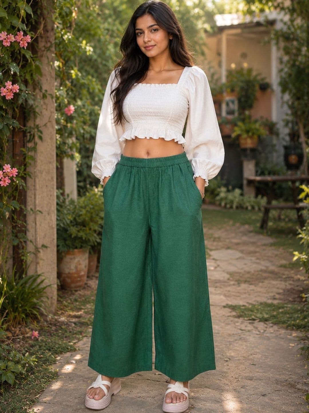 Myshka Women Linen Palazzos - view 1