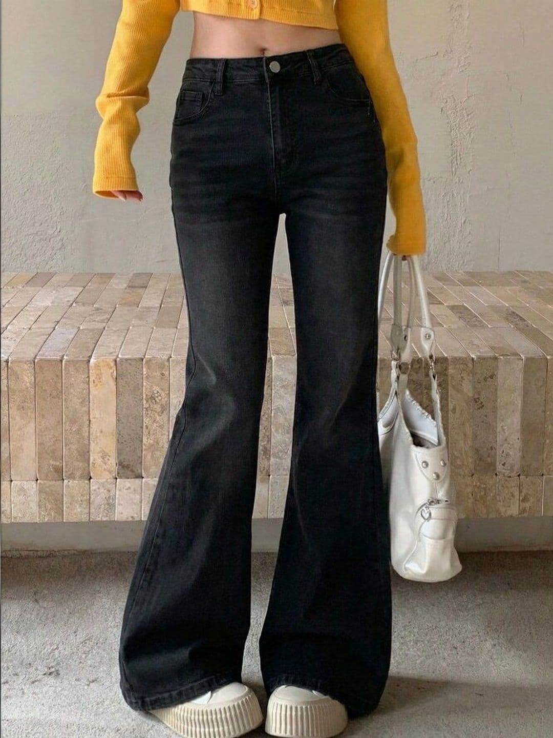 Mast & Harbour Women Bootcut High-Rise Low Distress Stretchable Jeans - view 1