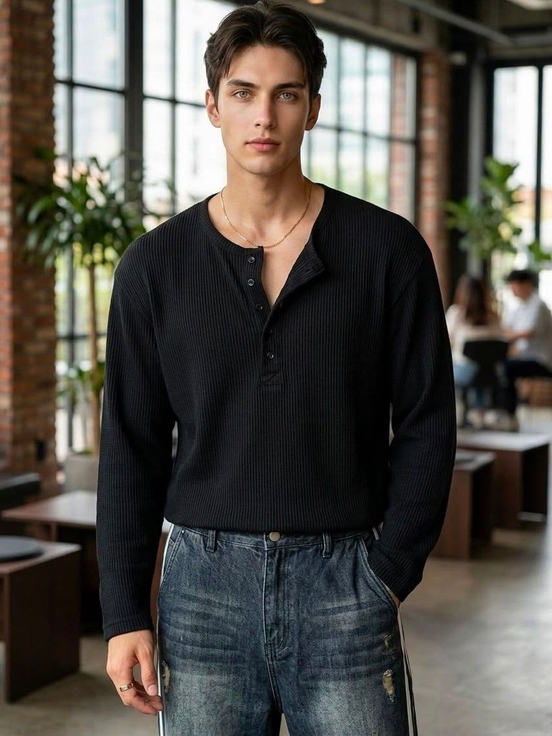 Else and What Men Henley Neck T-shirt - view 1