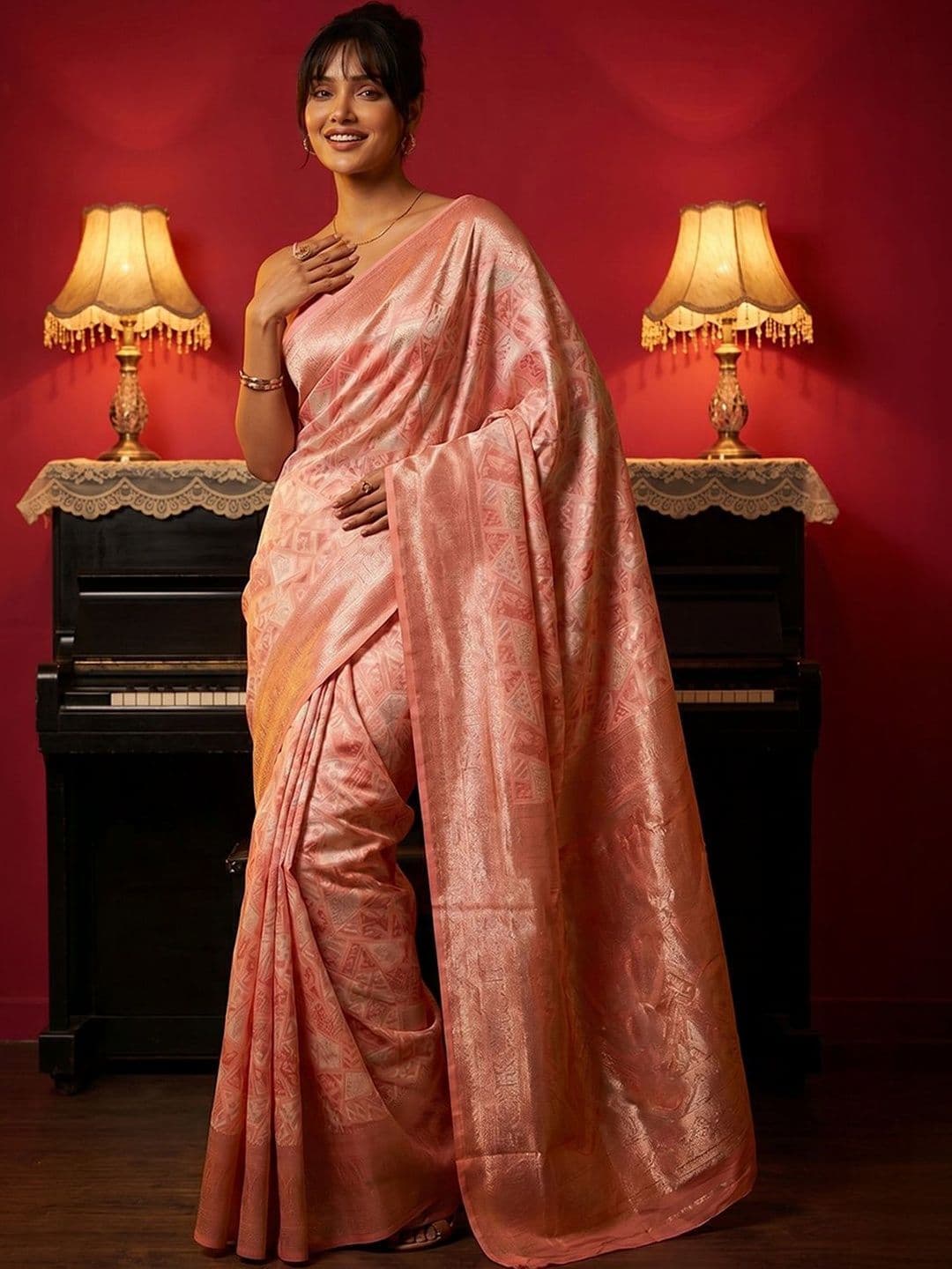 Mitera Woven Design Zari Pure Cotton Jamdani Saree - view 1
