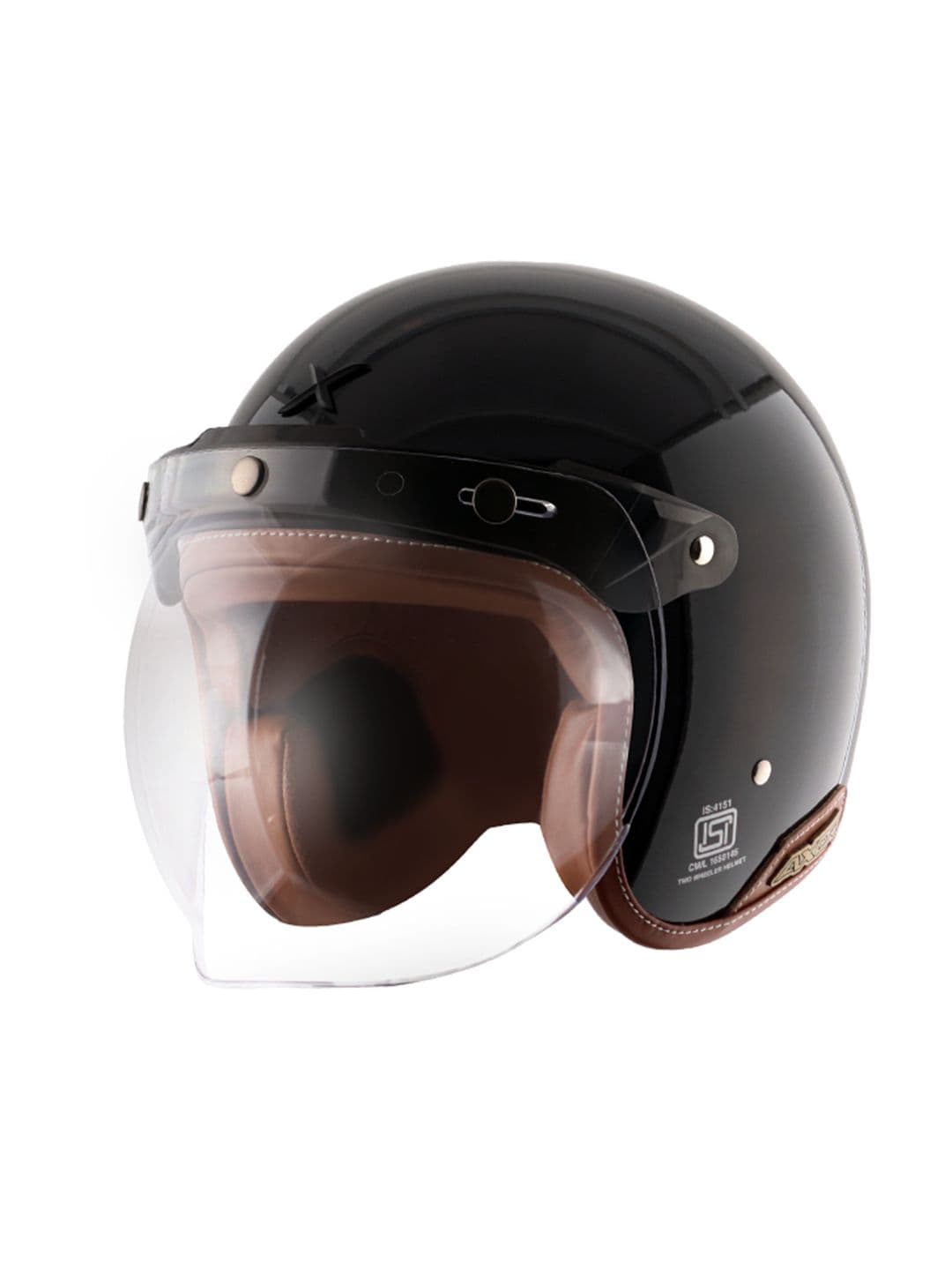 Axor Retro Jet Leather Black Helmet - L