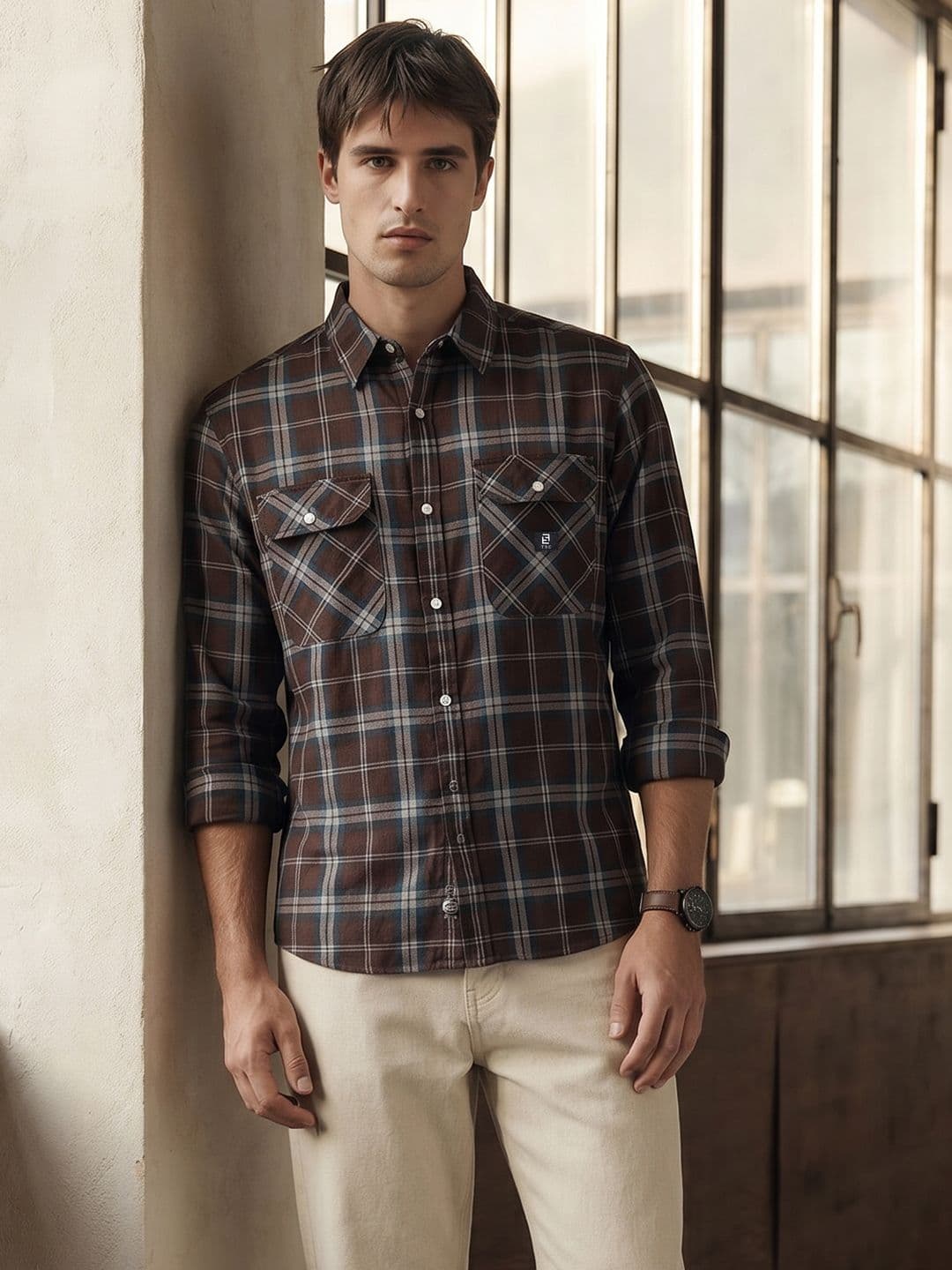 THE SHIRT CODE Checked Pure Cotton Casual Shirt - view 1