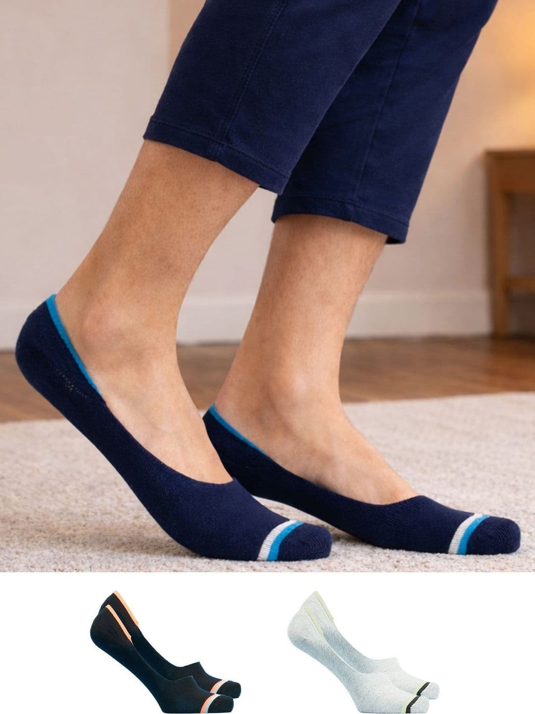 LUX MOZZE Men Pack Of 3 Assorted Shoe Liners Socks - view 1