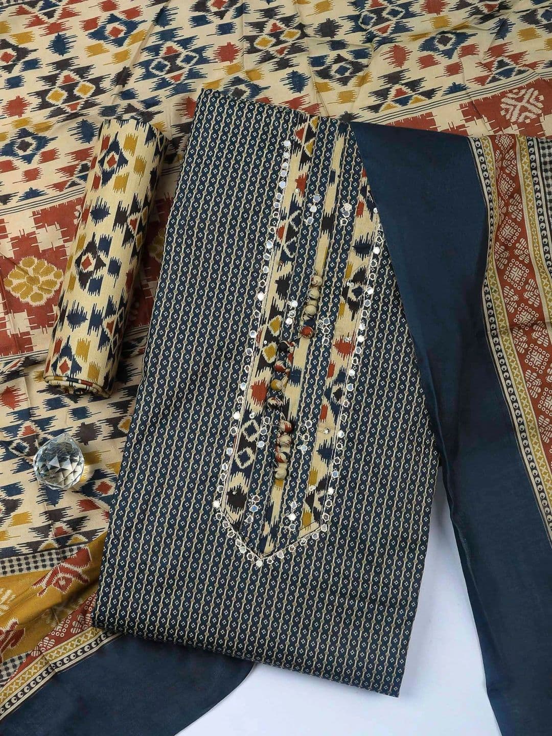 Meena Bazaar Printed Unstitched Dress Material - view 1