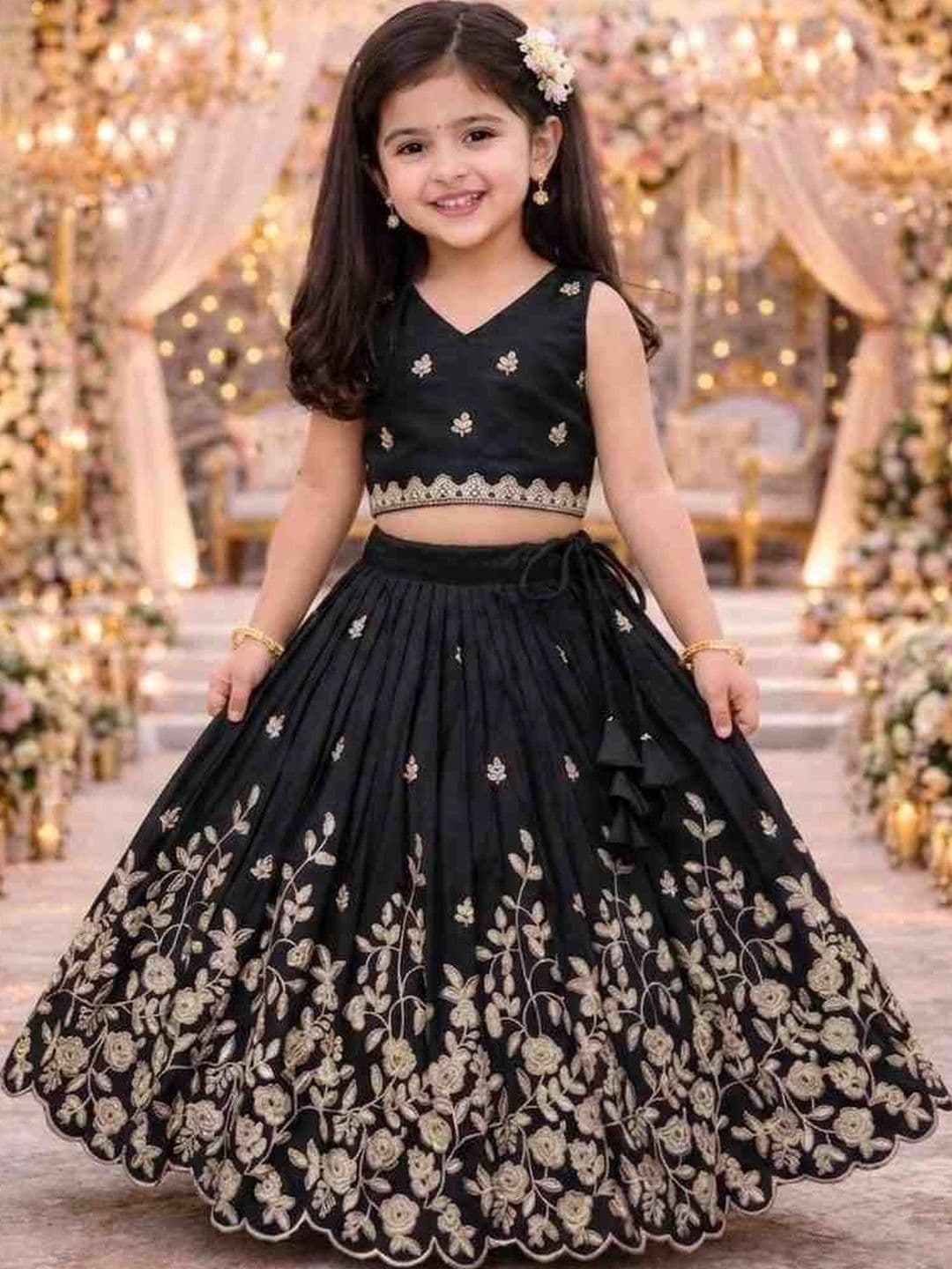 KALINI Girls Embroidered Thread Work Ready to Wear Lehenga & - view 1