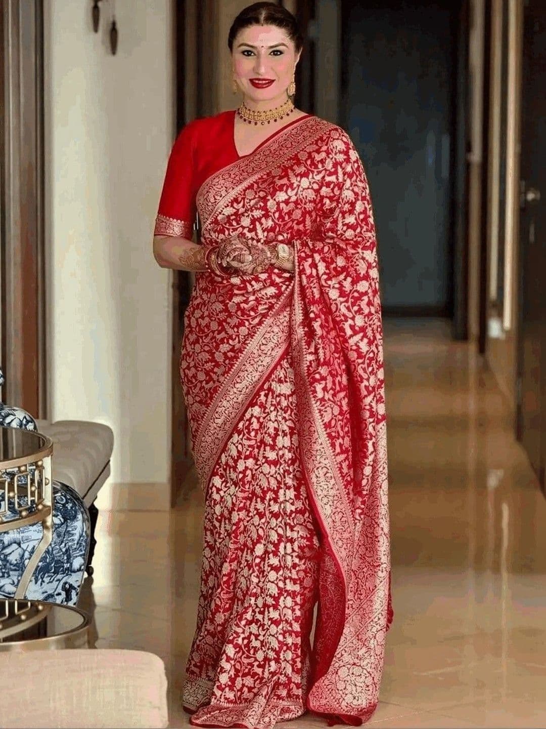 ANIRAV Woven Design Zari Banarasi Saree - view 1
