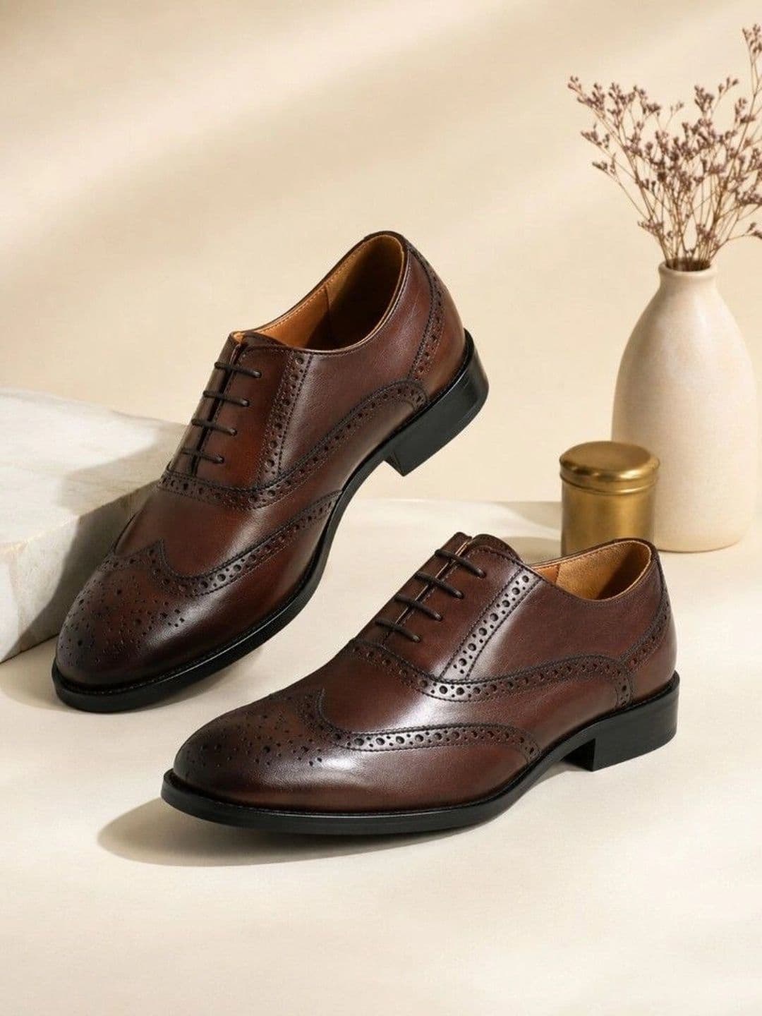 House of Pataudi Men Leather Formal Brogues - view 1