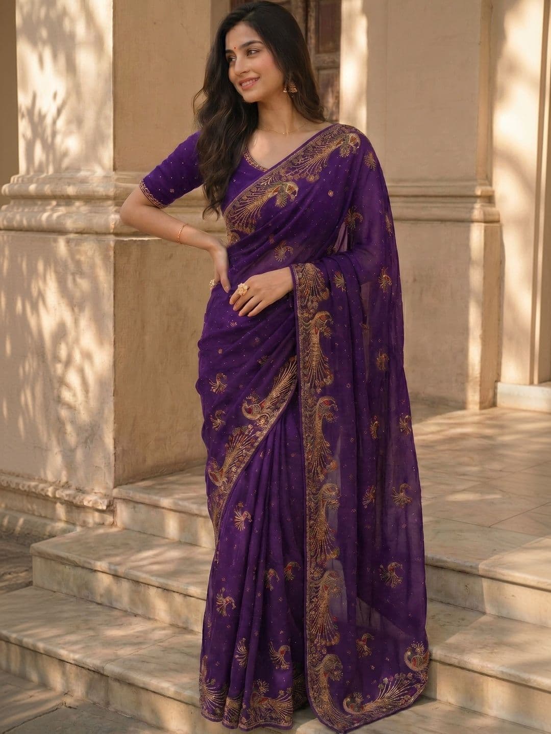 RANGVYRA LIFESTYLE Floral Embroidered Saree - view 1