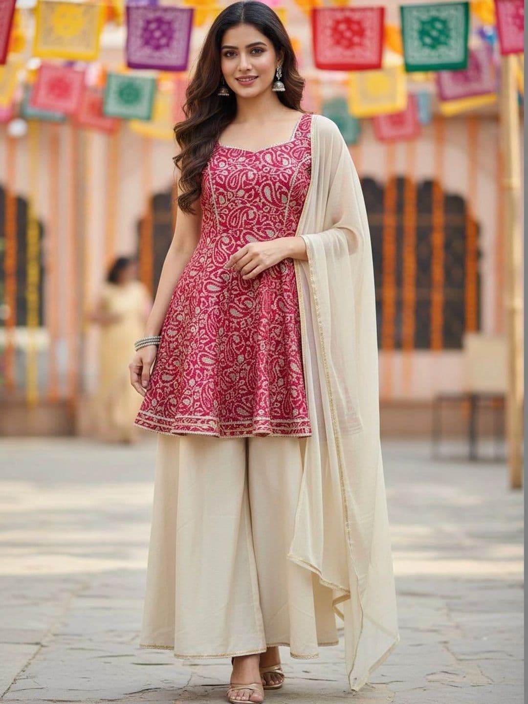 SZN Women Ethnic Motifs Printed Empire Kurta with Palazzos & With Dupatta - view 1