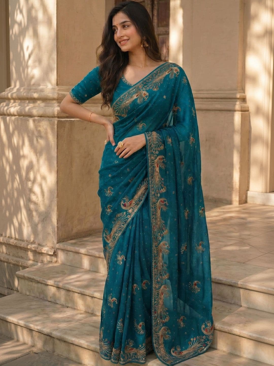 RANGVYRA LIFESTYLE Embroidered Silk Blend Saree - view 1
