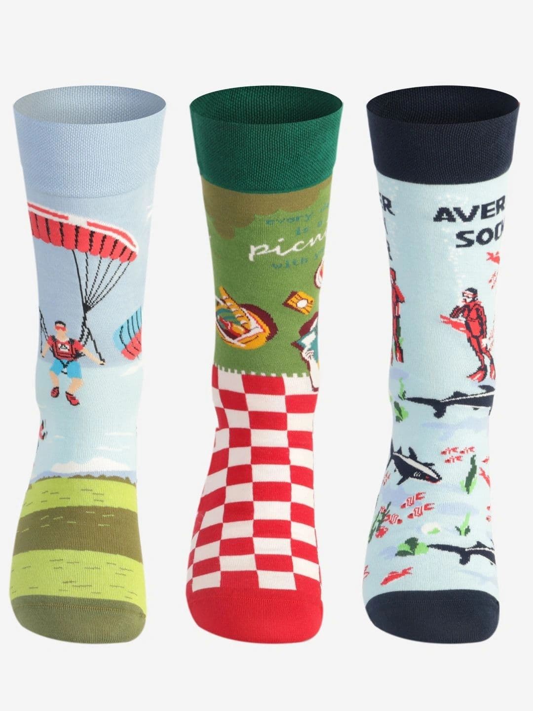 Bonjour Men Cotton Assorted Patterned Calf Length Socks - view 1