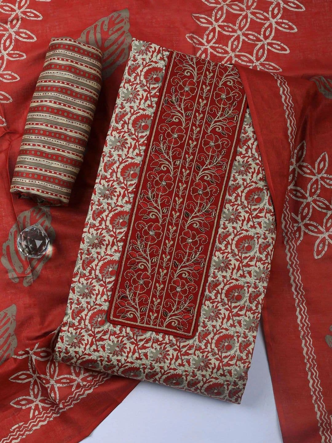 Meena Bazaar Printed Unstitched Dress Material - view 1