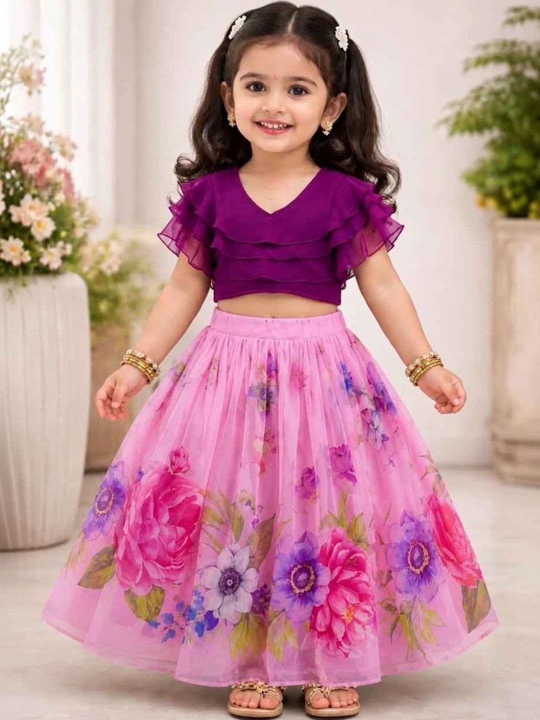 KALINI Girls Embellished Ready to Wear Lehenga & - view 1