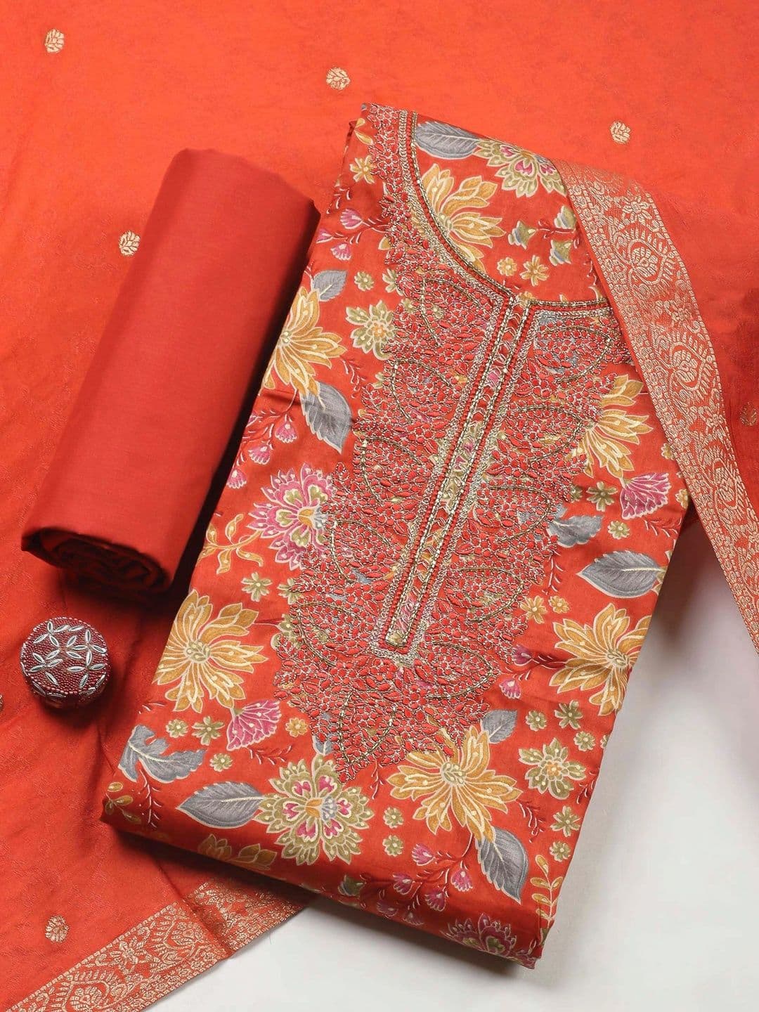 Meena Bazaar Printed Unstitched Dress Material - view 1