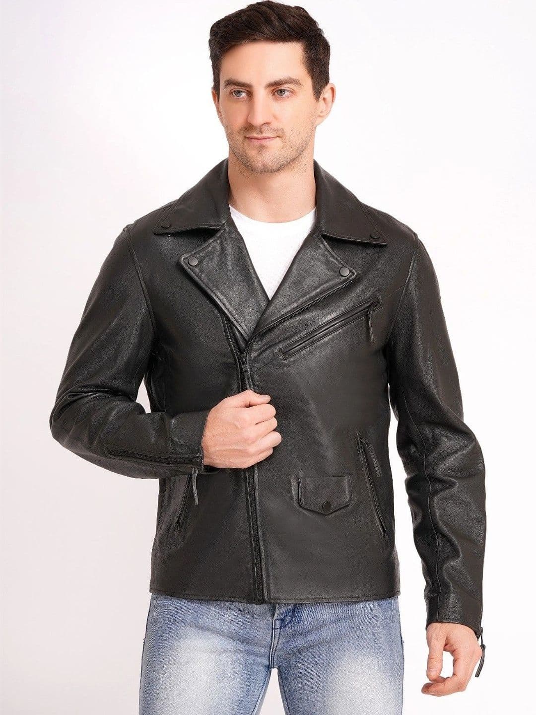 Wonxon international Men Leather Biker Jacket - view 1