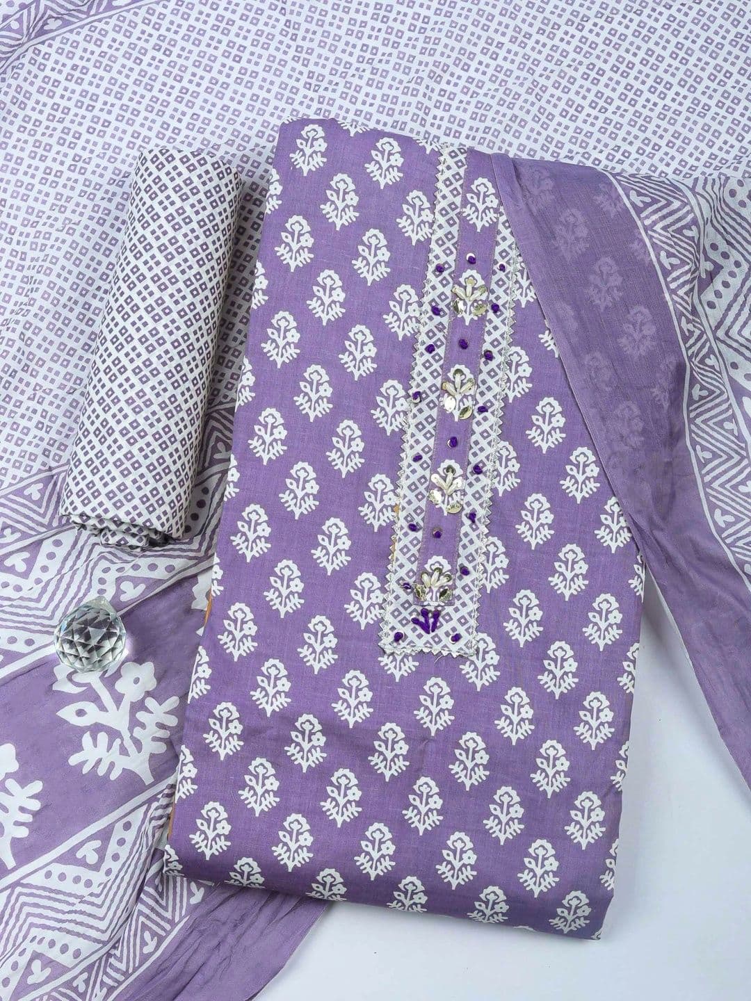 Meena Bazaar Printed Unstitched Dress Material - view 1