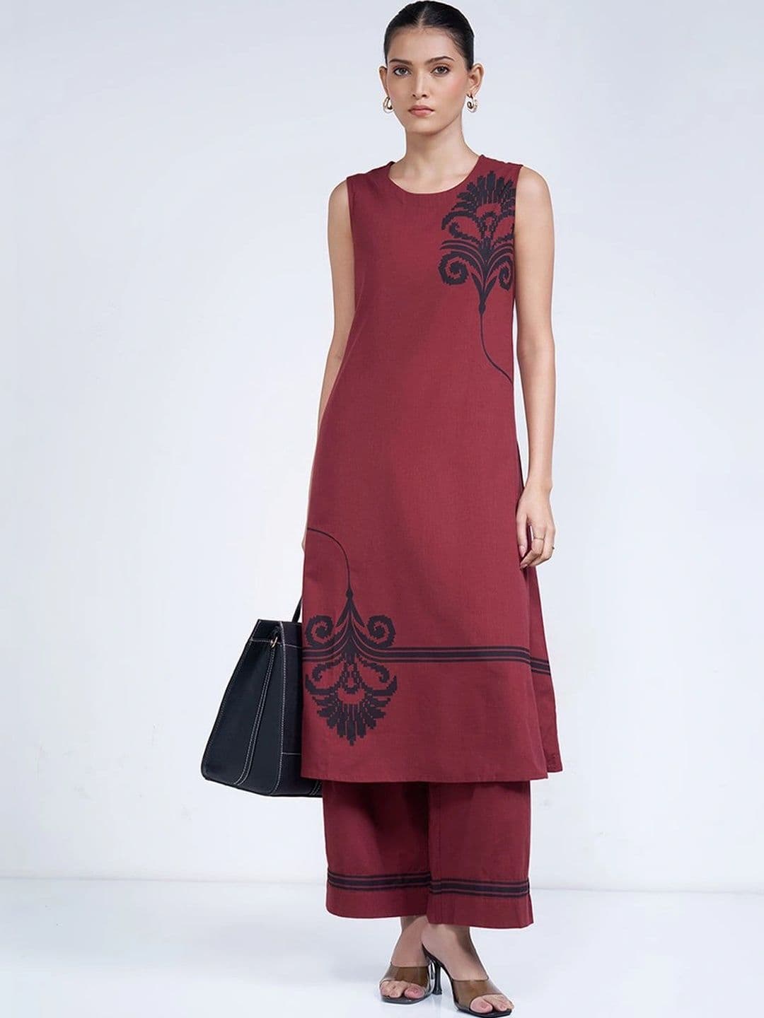 RANGMANCH BY PANTALOONS Women Ethnic Motifs Printed Regular Pure Cotton Kurta with Palazzos - view 1