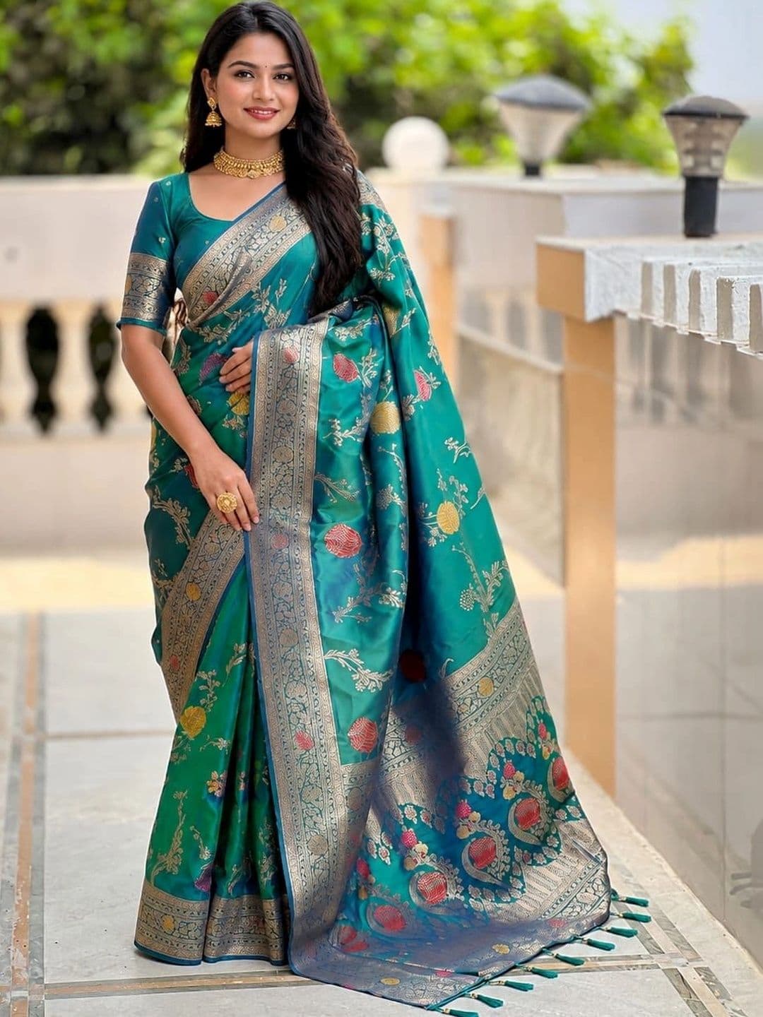 Dreamposhak Woven Design Zari Satin Banarasi Saree - view 1