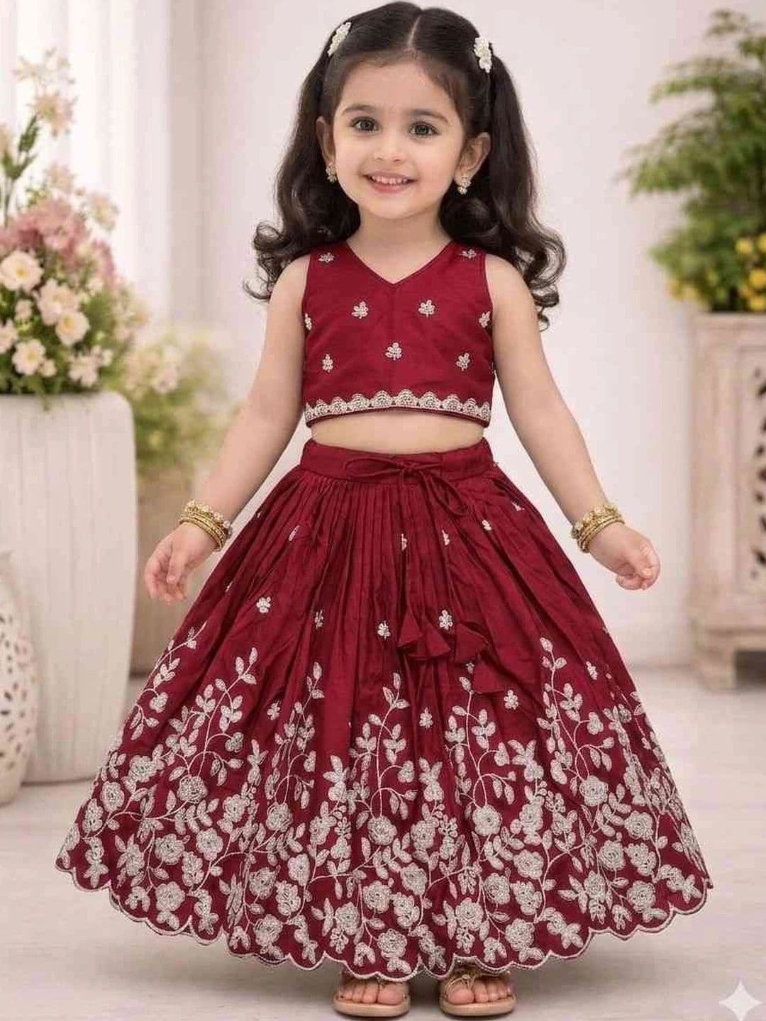 KALINI Girls Embroidered Thread Work Ready to Wear Lehenga & - view 1