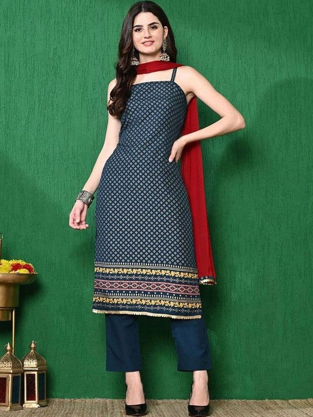 SAHASIKA Women Ethnic Motifs Printed Regular Kurta with Trousers & With Dupatta - view 1