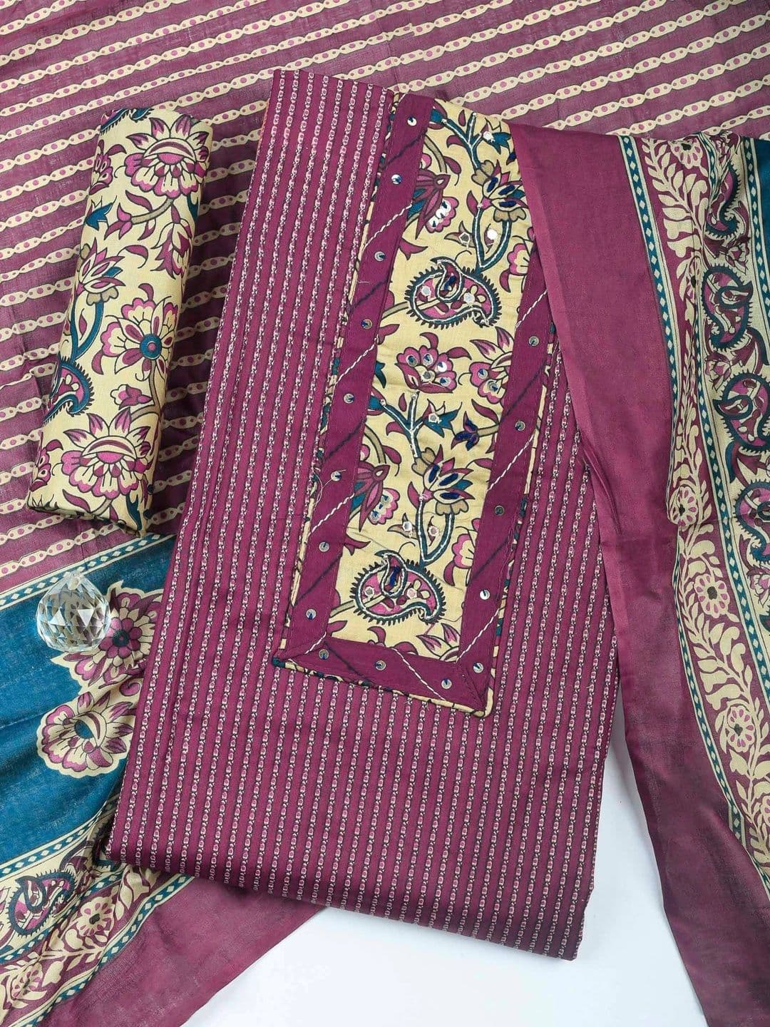Meena Bazaar Printed Unstitched Dress Material - view 1