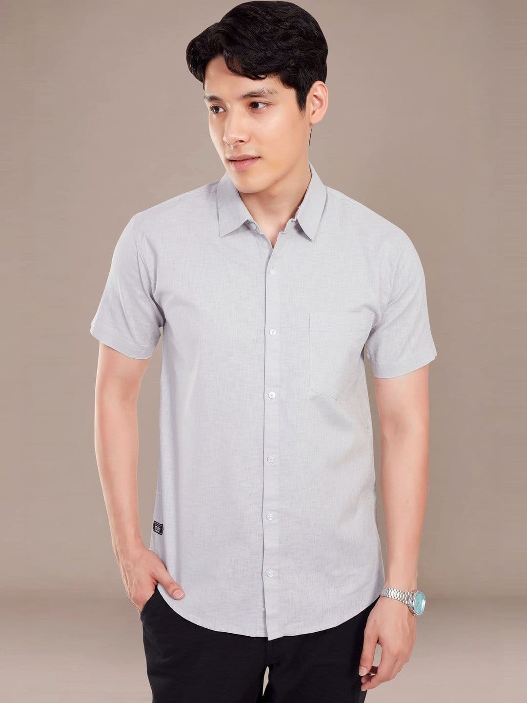 THE BEETEL HOUSE Grey Solid Regular Fit Casual Shirt - view 1